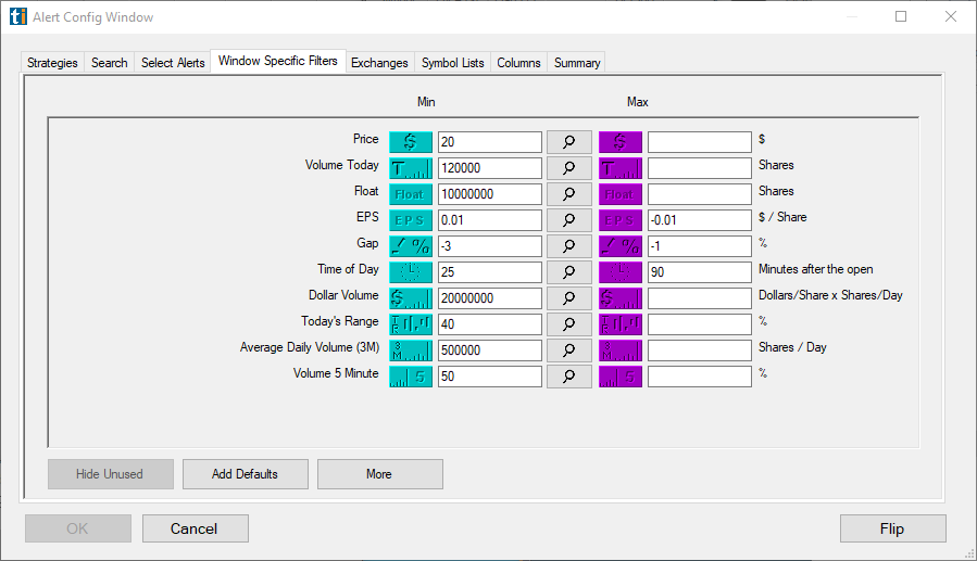 Example lane filters for alert hygiene