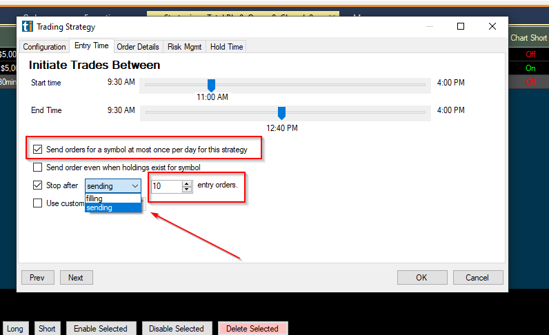 Brokerage+ guardrails: example strategy limits
