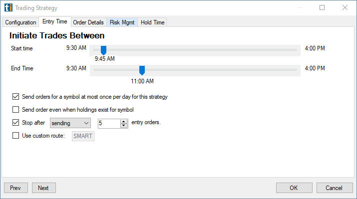 Trading Strategy: Entry Time guardrails