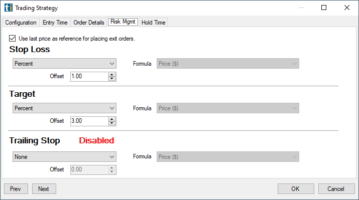 Trading Strategy: Risk Mgmt (stop/target/trailing)