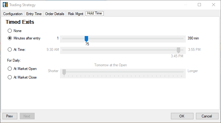 Trading Strategy: Hold Time (timed exits)