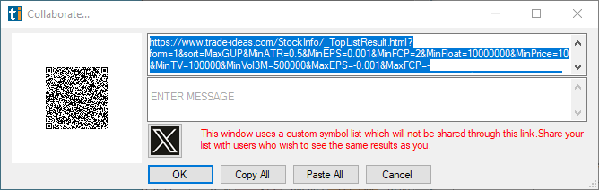 Collaborate dialog: Copy All (shares filters/settings)