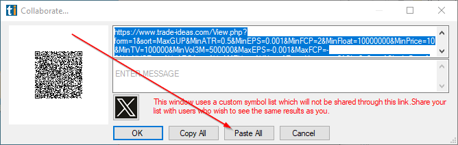 Collaborate dialog: Paste All (apply filters to the target window)