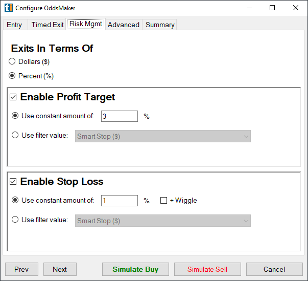 OddsMaker Risk Management configuration