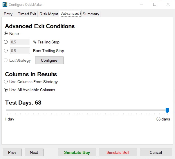 OddsMaker Advanced tab configuration