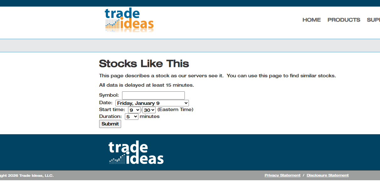 Trade Ideas: Stocks Like This tool (ticker + time)