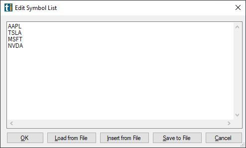 Trade Ideas Symbol Lists: example Do Not Trade exclude list